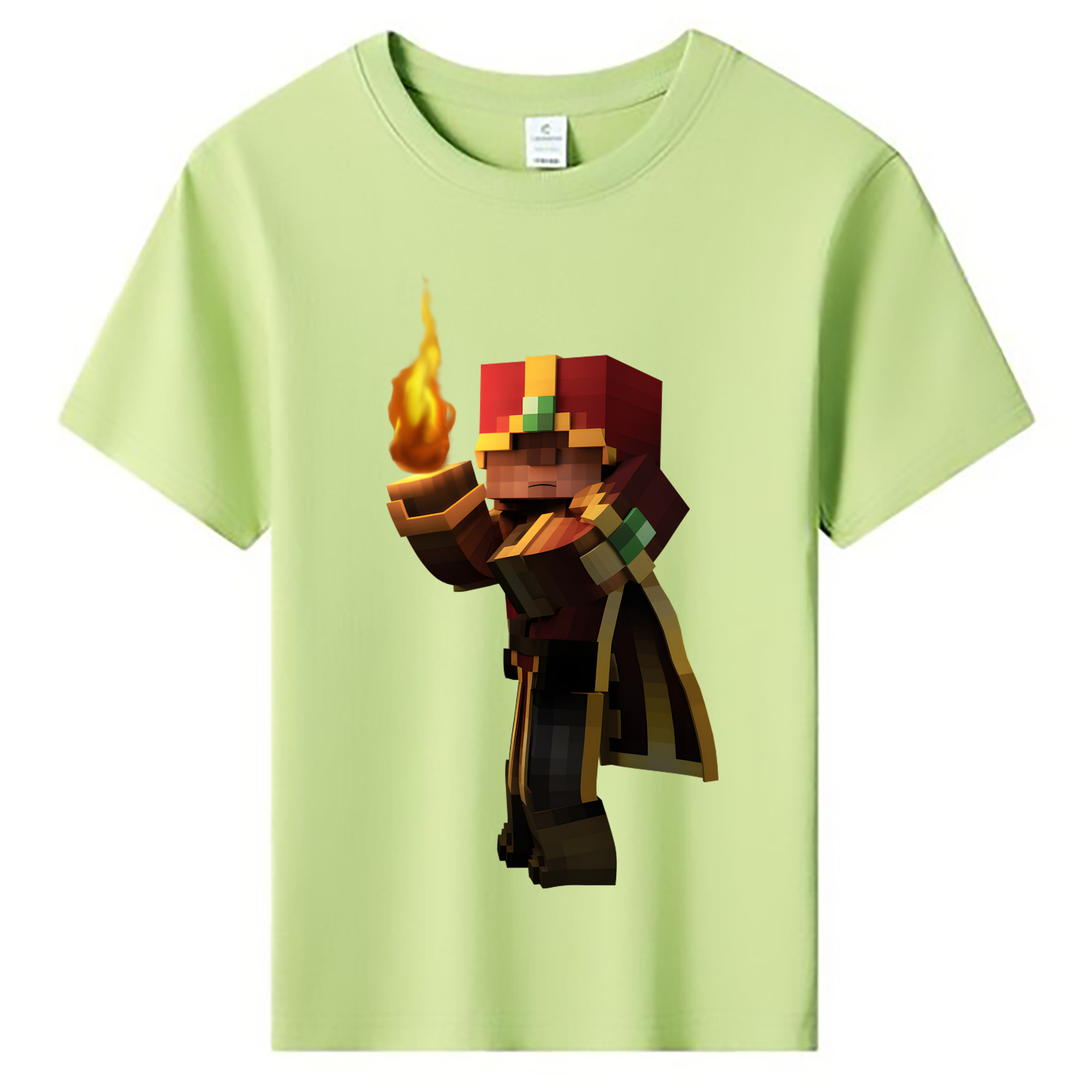 （画像用） マインクラフト ブロックの世界 Minecraft MC Block world 綿100％キッズTシャツ（フロントプリント）